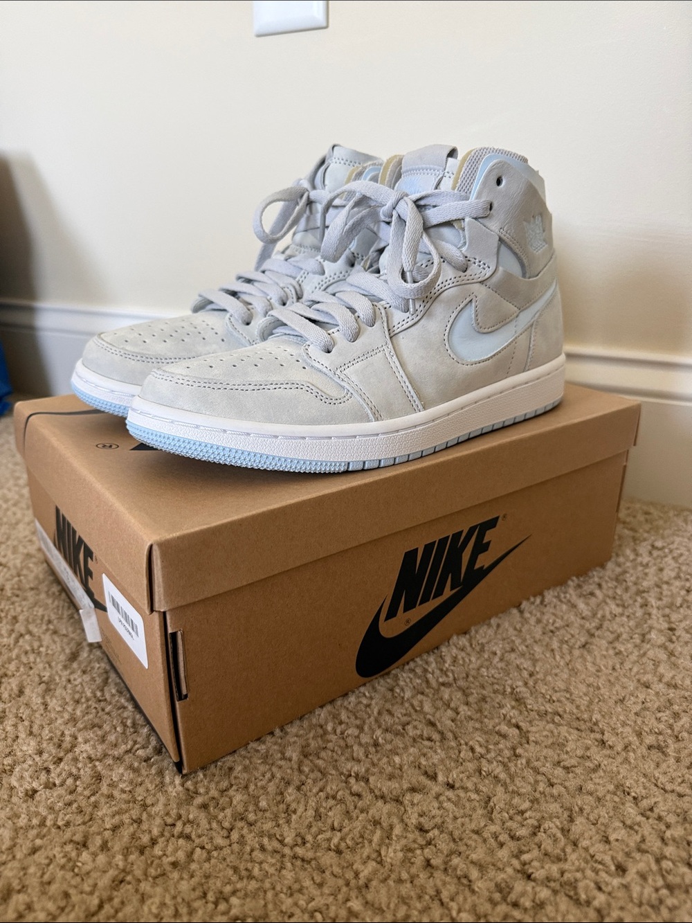 Nike High-Top Sneakers in Light Gray Suede